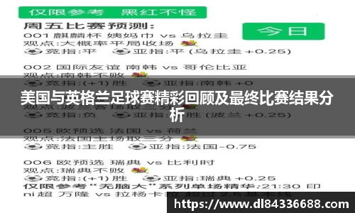 美国与英格兰足球赛精彩回顾及最终比赛结果分析